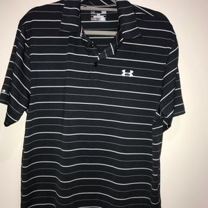 Black Striped UA Loose Fit Polo Size LG